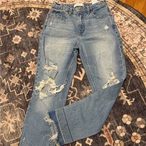 Abercrombie mom Jean Distressed Blue Jeans sz 26
